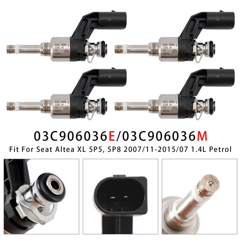 VW Golf V VI Polo Audi A1 1.4L 03C906036E 03C906036M 4PCS Fuel Injector