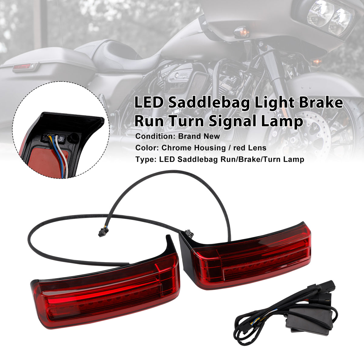 Touring Road Glide 2014-2023 Saddlebag Light Brake Run Turn Signal Lamp
