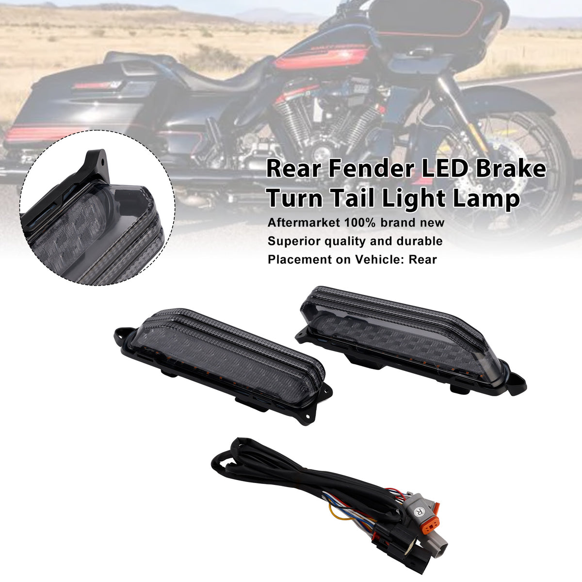 For Touring Electra Glide 2014-2024 Rear Fender Brake Turn Tail Light Lamp