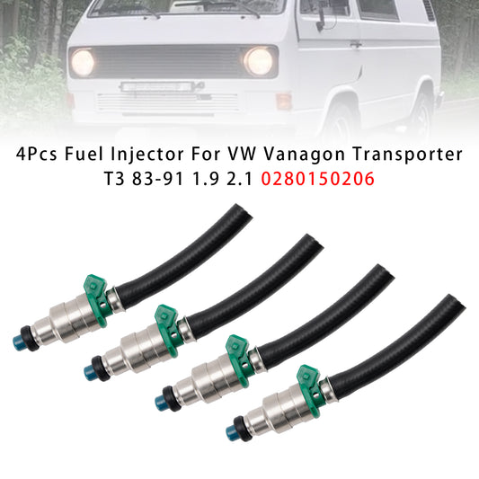 VW Vanagon Transporter T3 1983-1991 1.9 2.1 0280150206 4PCS Fuel Injector