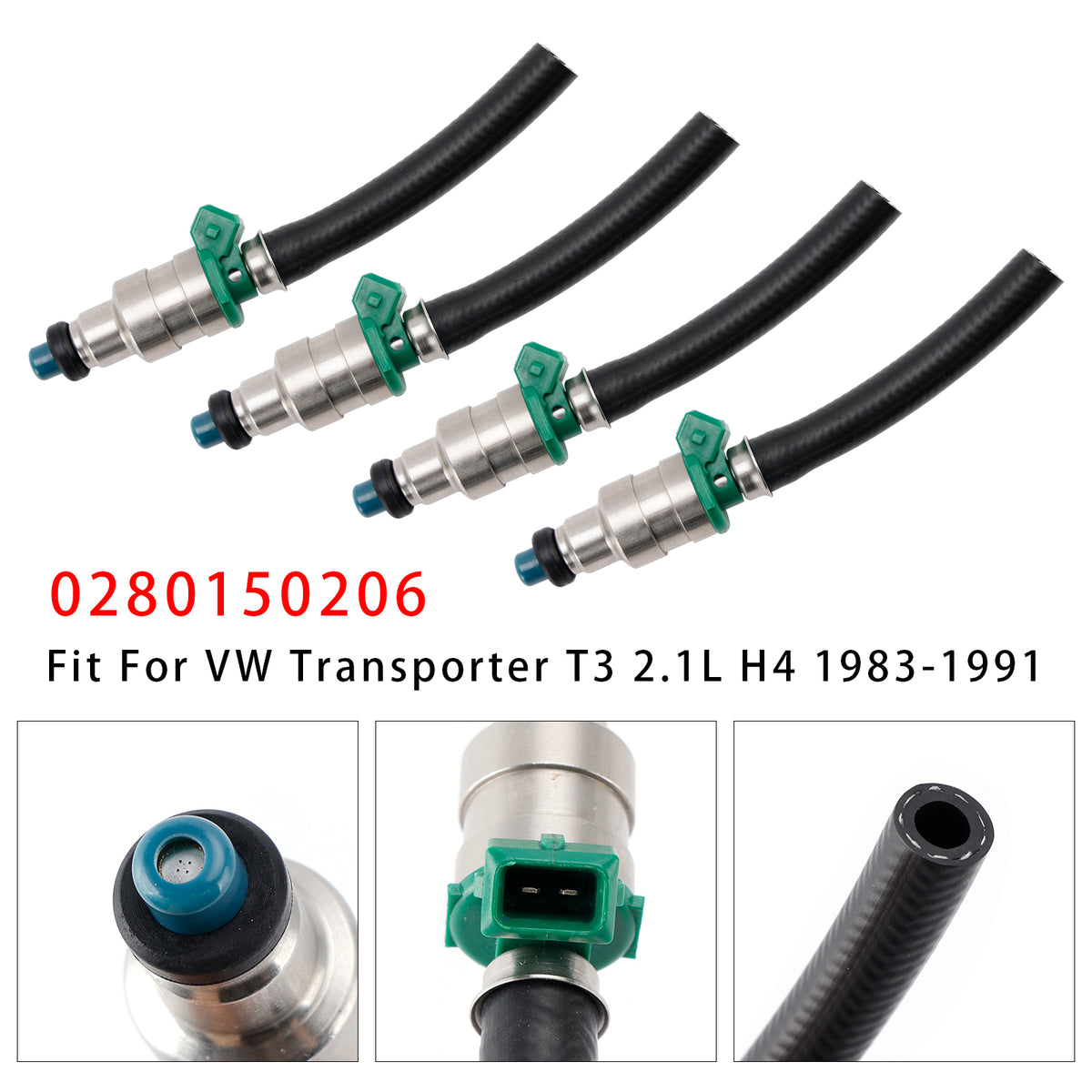VW Vanagon Transporter T3 1983-1991 1.9 2.1 0280150206 4PCS Fuel Injector
