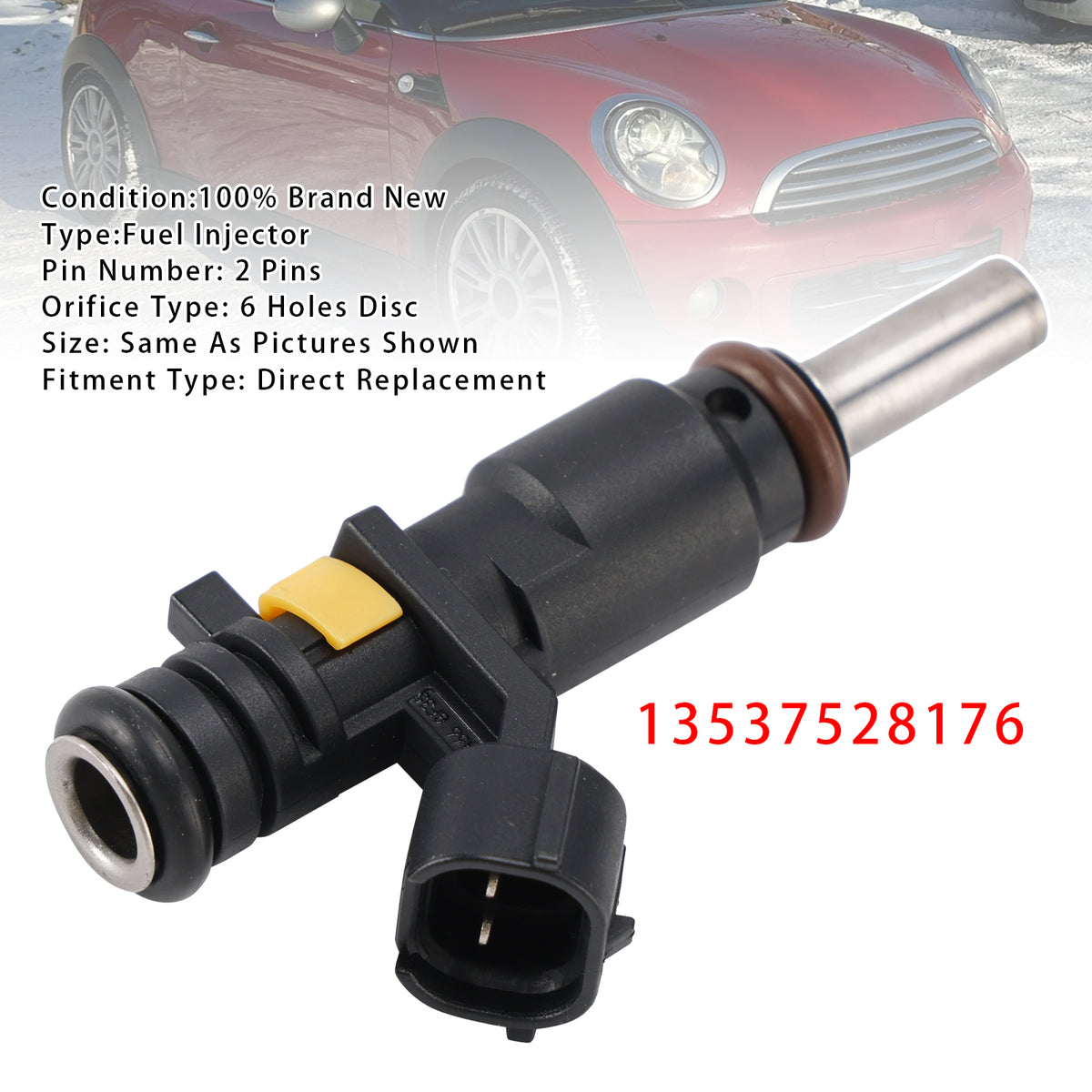 Mini Cooper R55 R56 Peugeot 207/208 1.6 2006-2012 13537528176 1PCS Fuel Injector