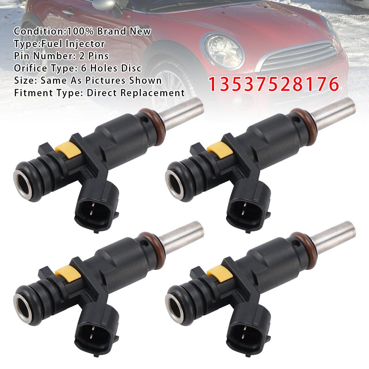 Mini Cooper R55 R56 Peugeot 207/208 1.6 2006-2012 13537528176 4PCS Fuel Injector