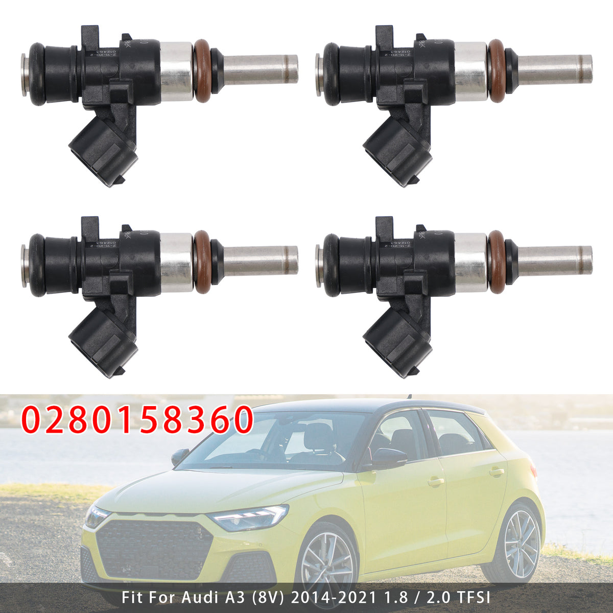 VW Golf GTI R Audi A3 S3 2.0 CJX CHH 0280158360 4PCS Fuel Injector