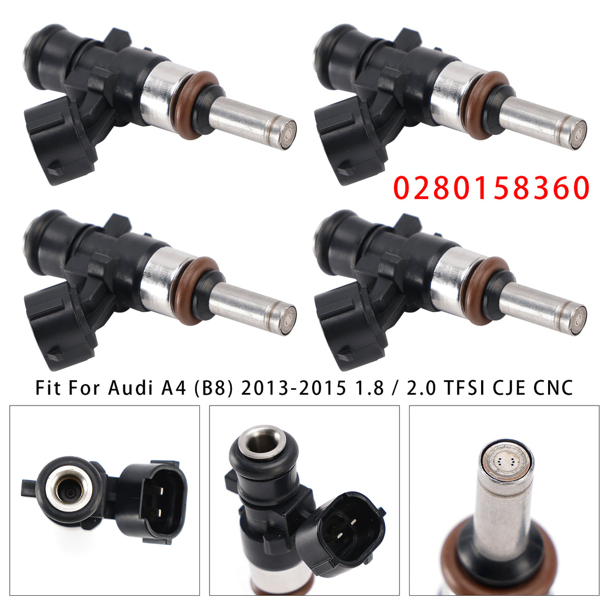 VW Golf GTI R Audi A3 S3 2.0 CJX CHH 0280158360 4PCS Fuel Injector