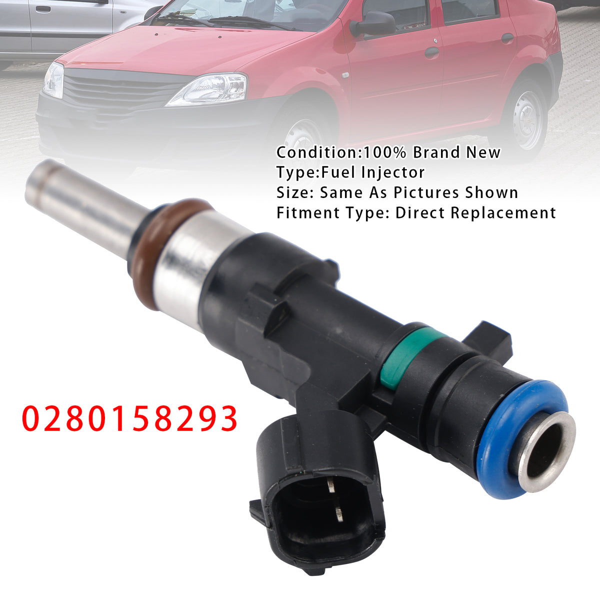 Dacia Logan Sandero Renault Clio Symbol 0.9L 0280158293 1PCS Fuel Injector
