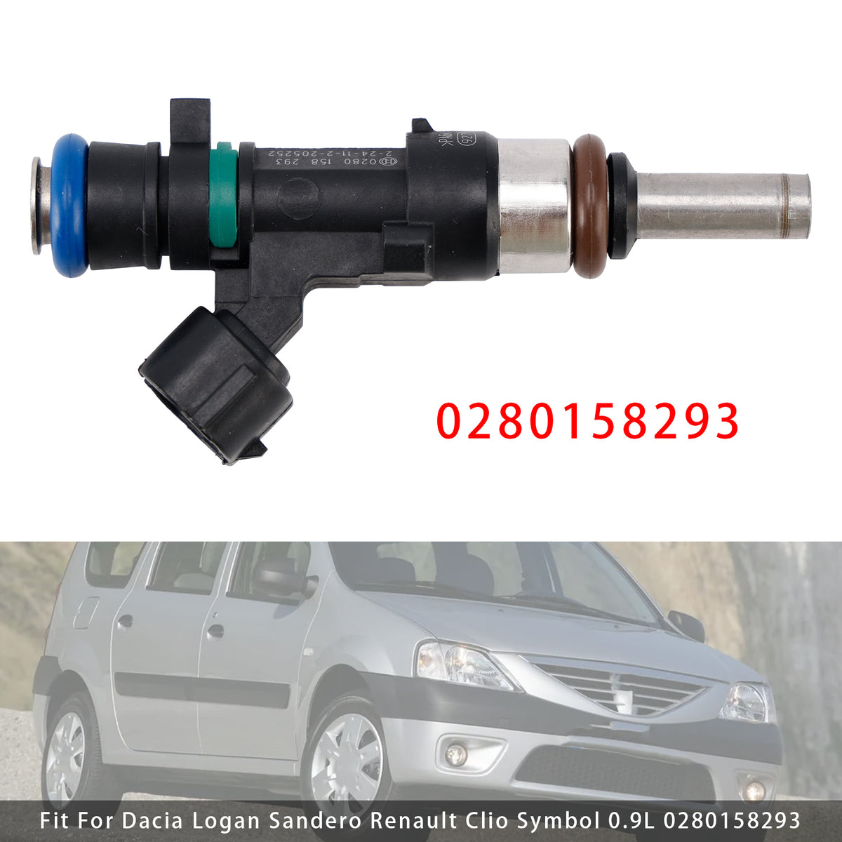 Dacia Logan Sandero Renault Clio Symbol 0.9L 0280158293 1PCS Fuel Injector