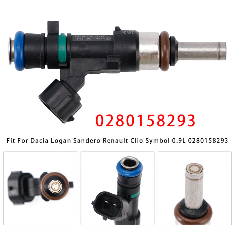 Dacia Logan Sandero Renault Clio Symbol 0.9L 0280158293 1PCS Fuel Injector