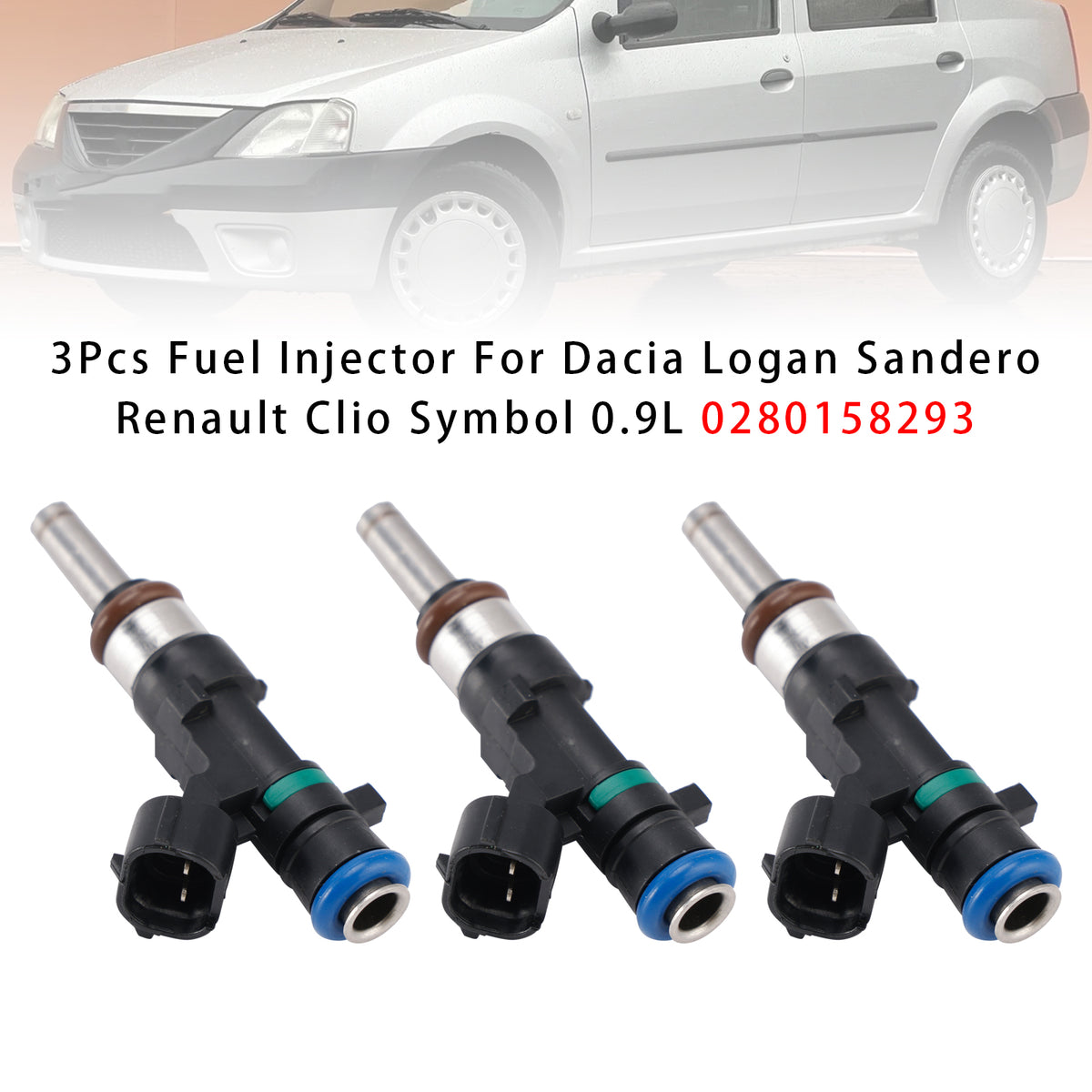 Dacia Logan Sandero Renault Clio Symbol 0.9L 0280158293 3Pcs Fuel Injector