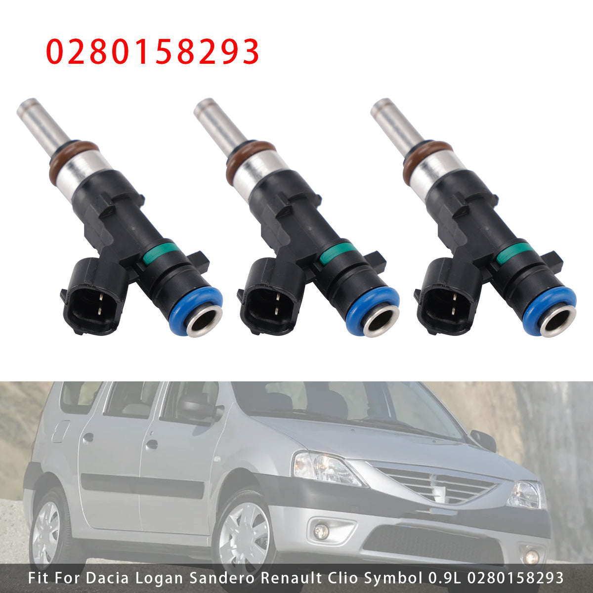 Dacia Logan Sandero Renault Clio Symbol 0.9L 0280158293 3Pcs Fuel Injector