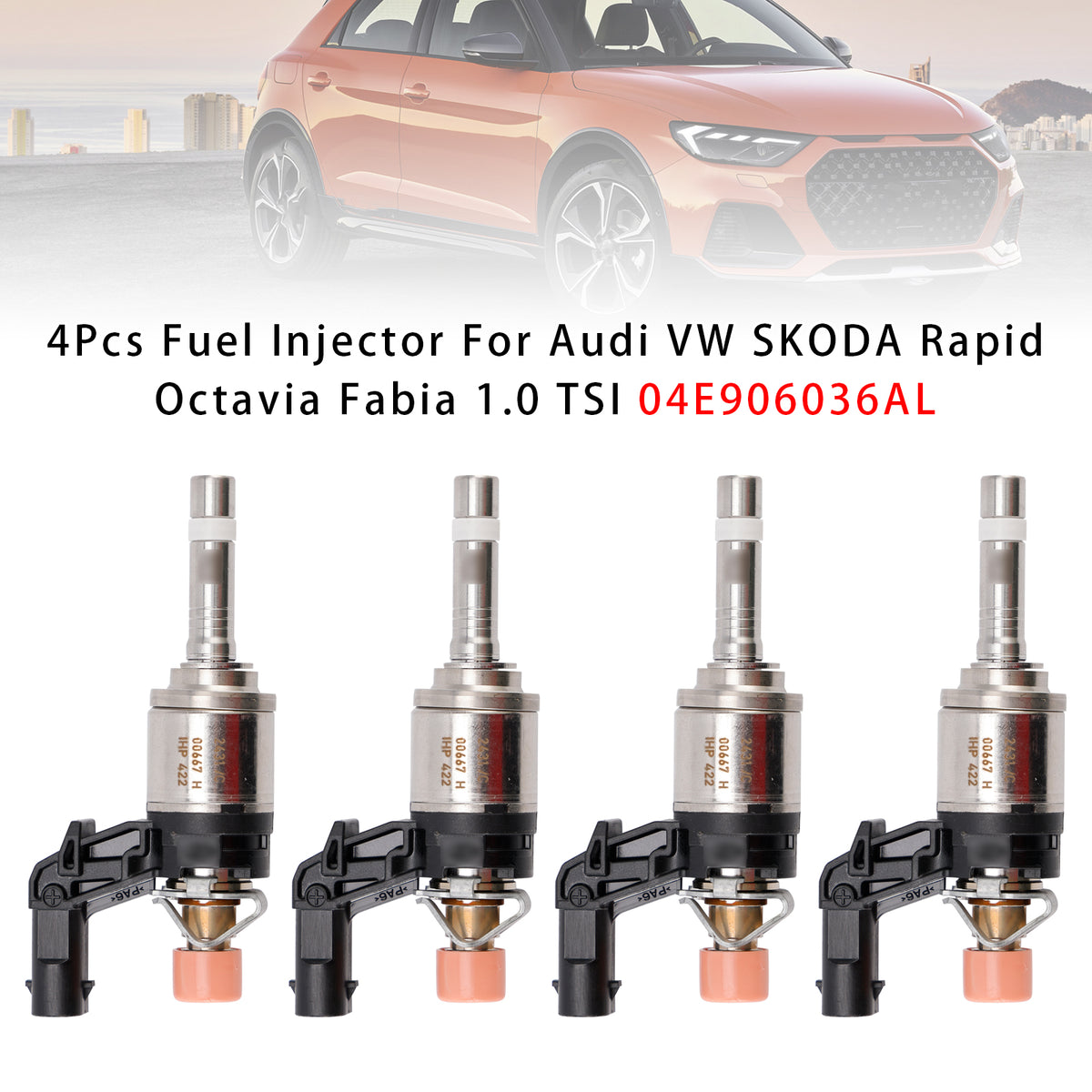 Audi VW SKODA Rapid Octavia Fabia 1.0 TSI 04E906036AL 4PCS Fuel Injector
