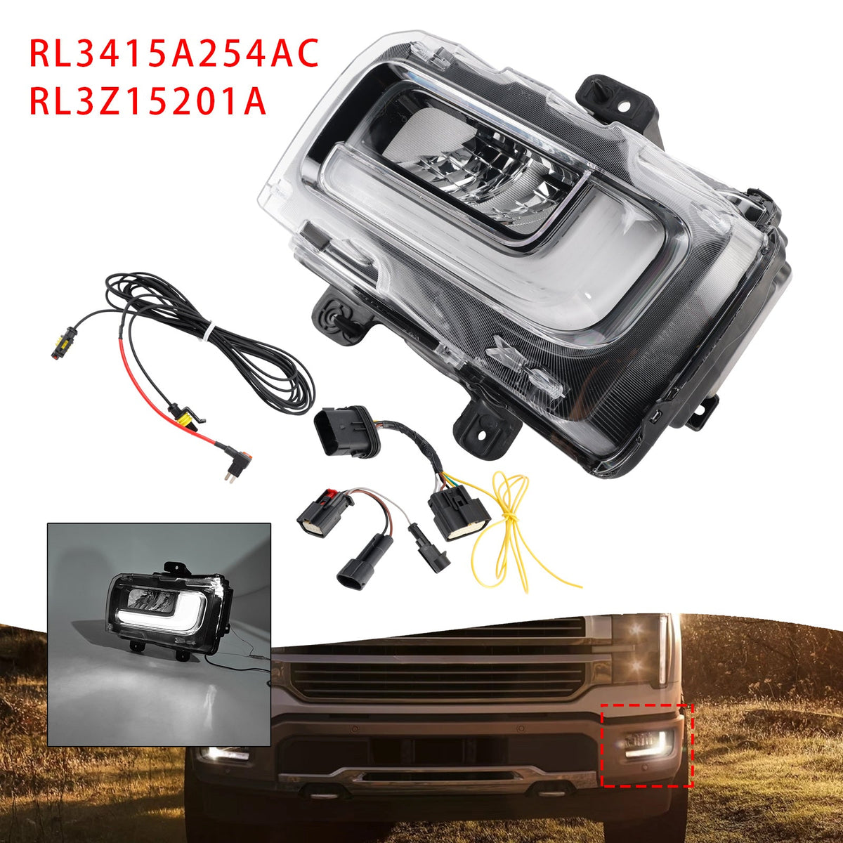 Ford F150 2024-2025 RL3415A254AC RL3Z15201A Driver Side Left LED Front Fog Light Lamp