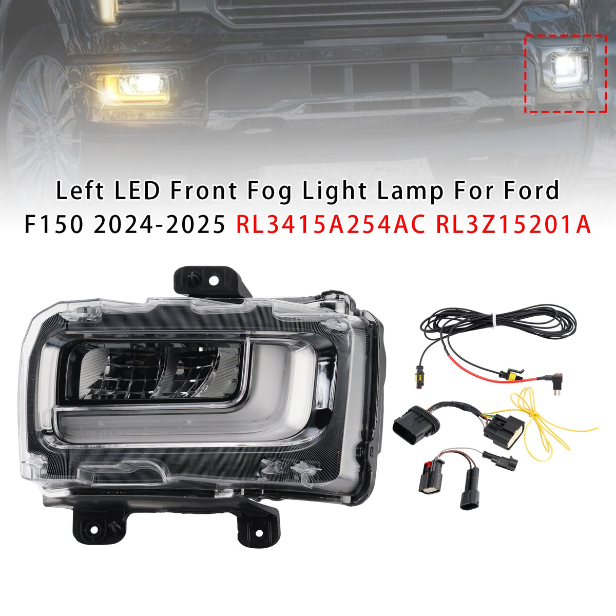 Ford F150 2024-2025 RL3415A254AC RL3Z15201A Driver Side Left LED Front Fog Light Lamp