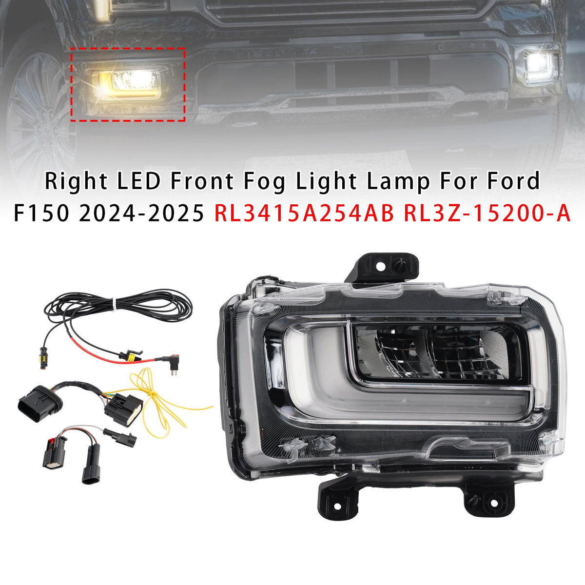 Ford F150 2024-2025 RL3415A254AB RL3Z-15200-A Passenger Side Right LED Front Fog Light Lamp