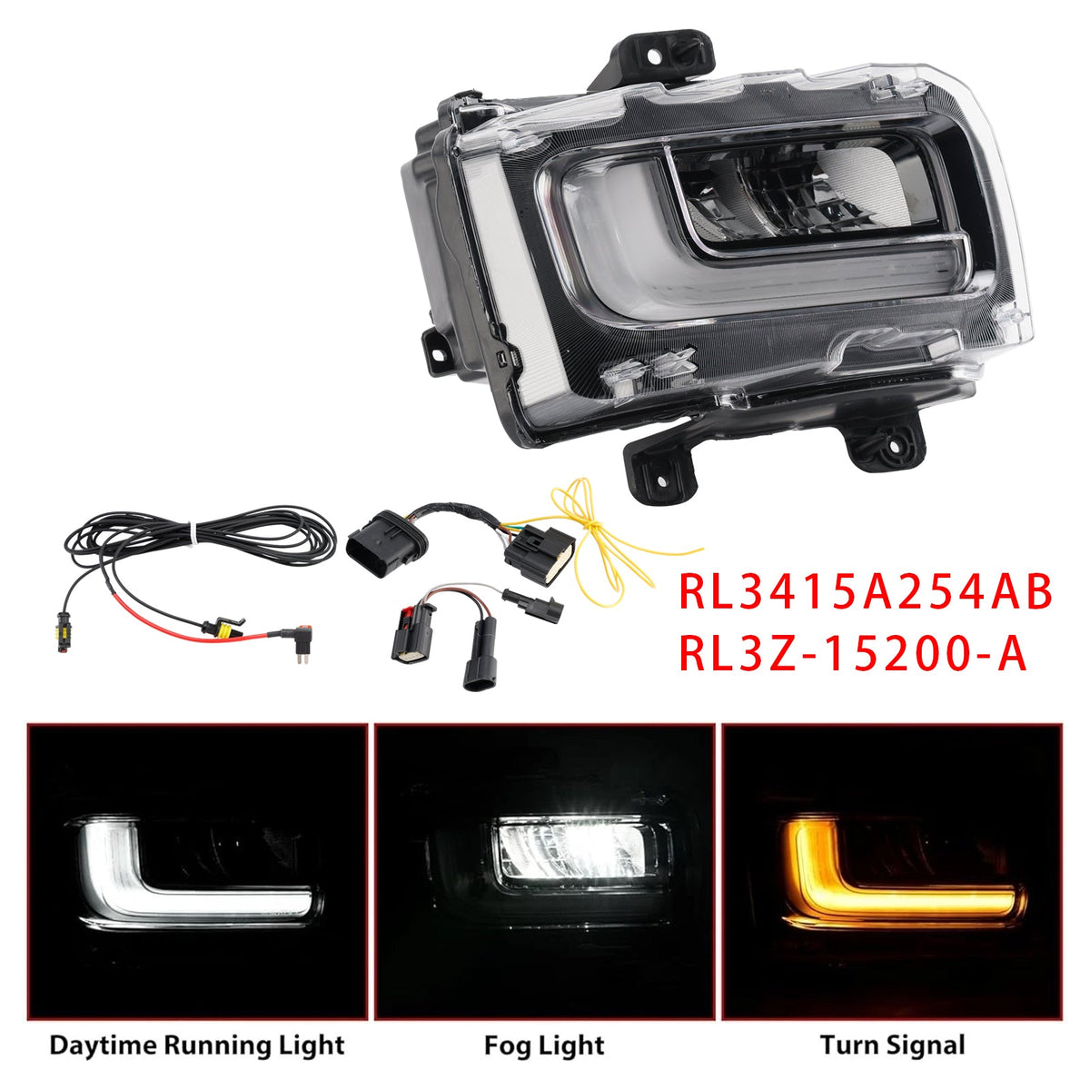 Ford F150 2024-2025 RL3415A254AB RL3Z-15200-A Passenger Side Right LED Front Fog Light Lamp