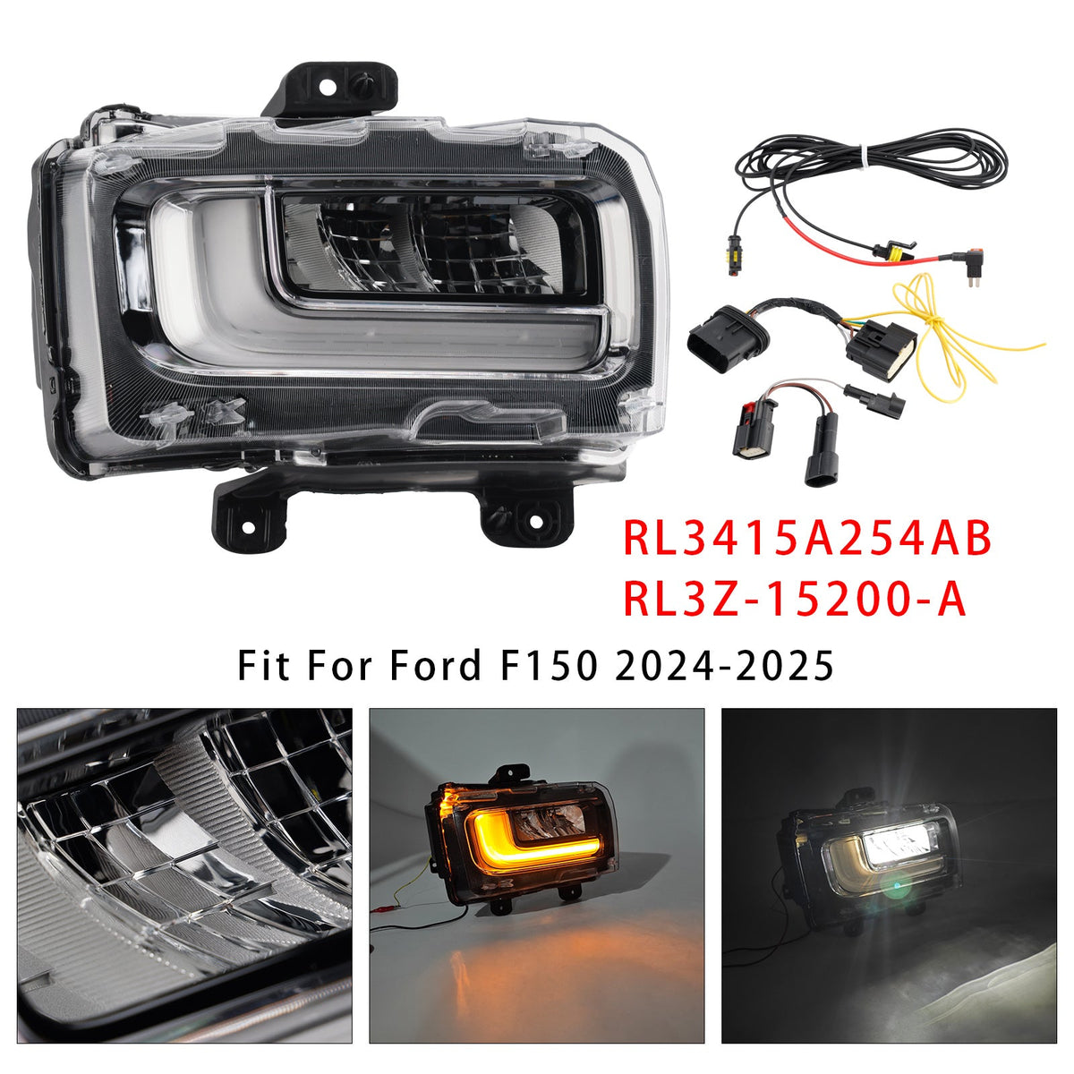 2024-2025 Ford F150 Left Right LED Front Fog Light Lamp RL3415A254AB RL3415A254AC