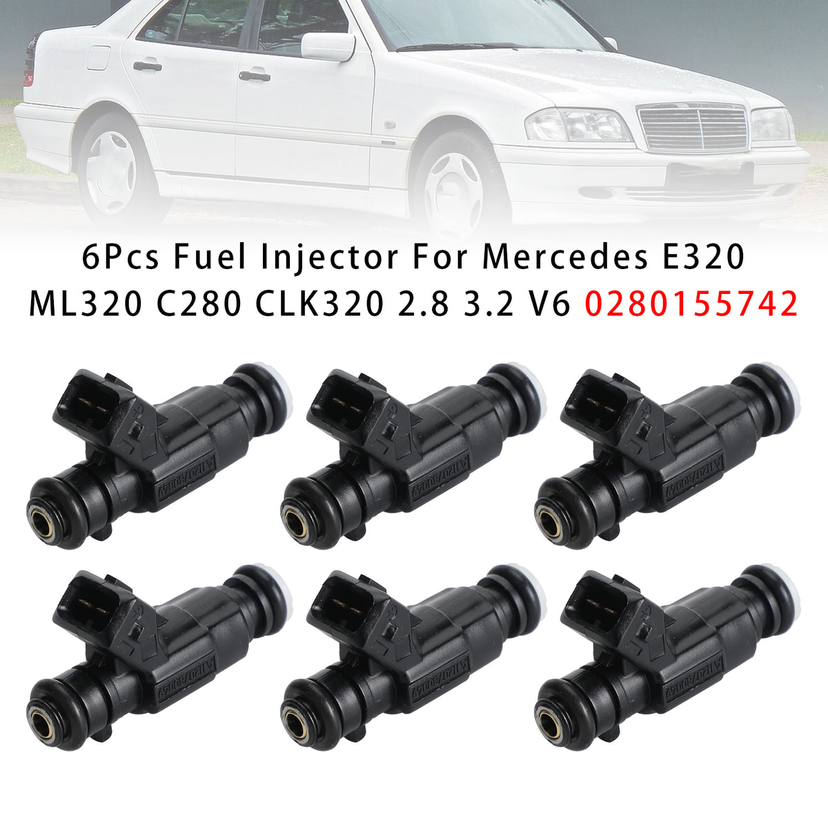 Mercedes E320 ML320 C280 CLK320 2.8 3.2 V6 0280155742 6PCS Fuel Injector