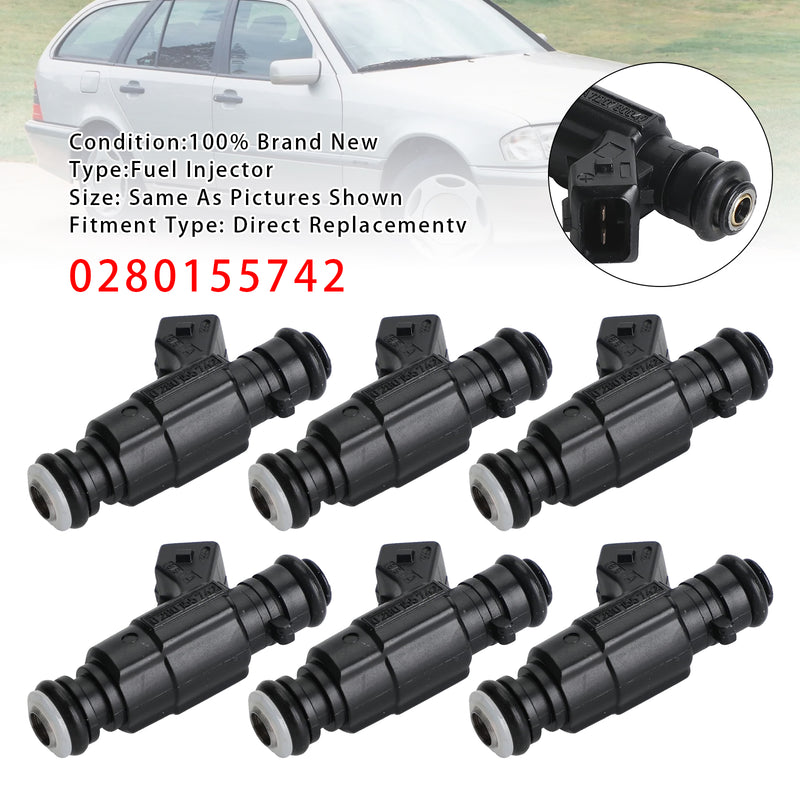 Mercedes E320 ML320 C280 CLK320 2.8 3.2 V6 0280155742 6PCS Fuel Injector