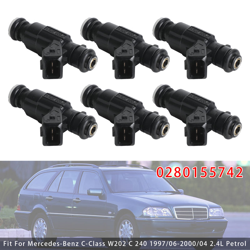 Mercedes E320 ML320 C280 CLK320 2.8 3.2 V6 0280155742 6PCS Fuel Injector
