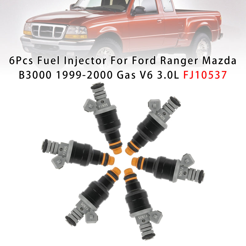 Ford Ranger Mazda B3000 1999-2000 Gas V6 3.0L FJ10537 6PCS Fuel Injector