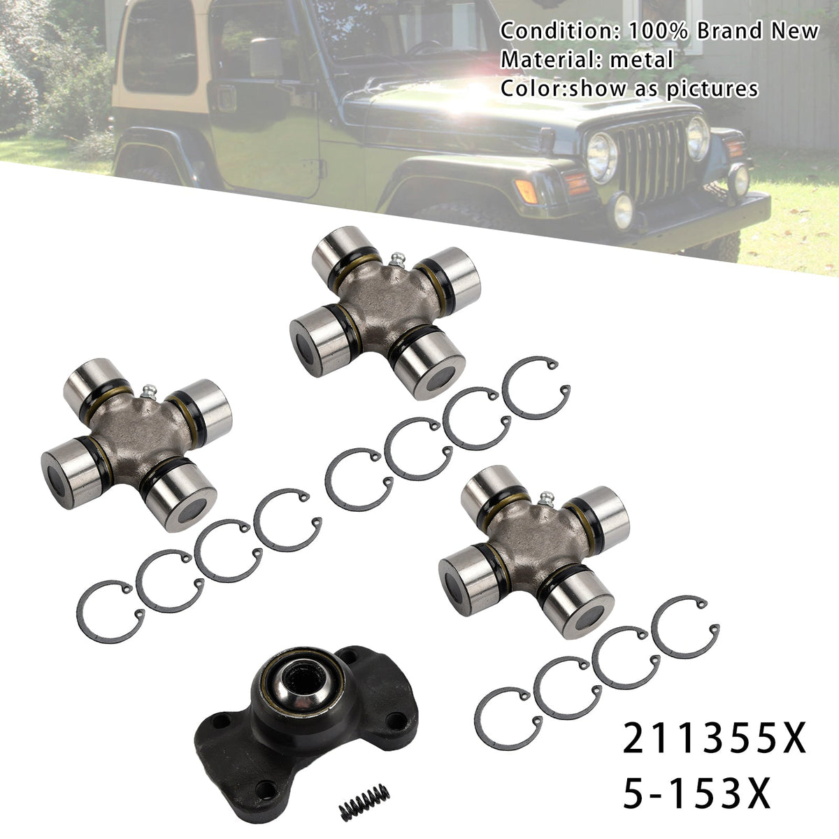 Double Cardan Joint 211355X + 5-153X For Jeep Wrangler Cherokee XJ TJ
