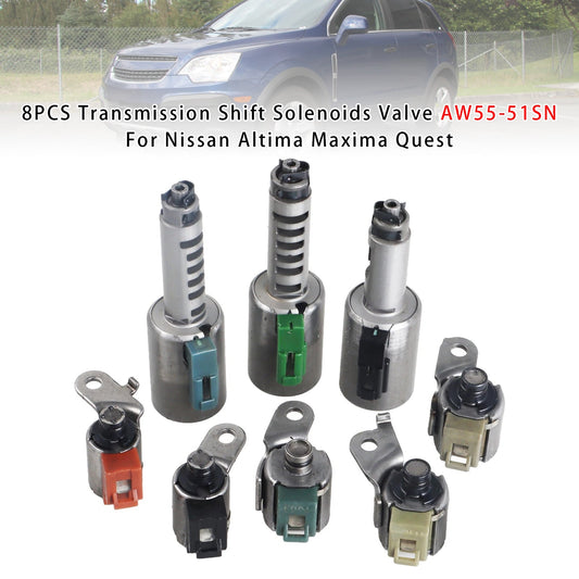 Nissan Altima Maxima Quest 8PCS Transmission Shift Solenoids Valve AW55-51SN