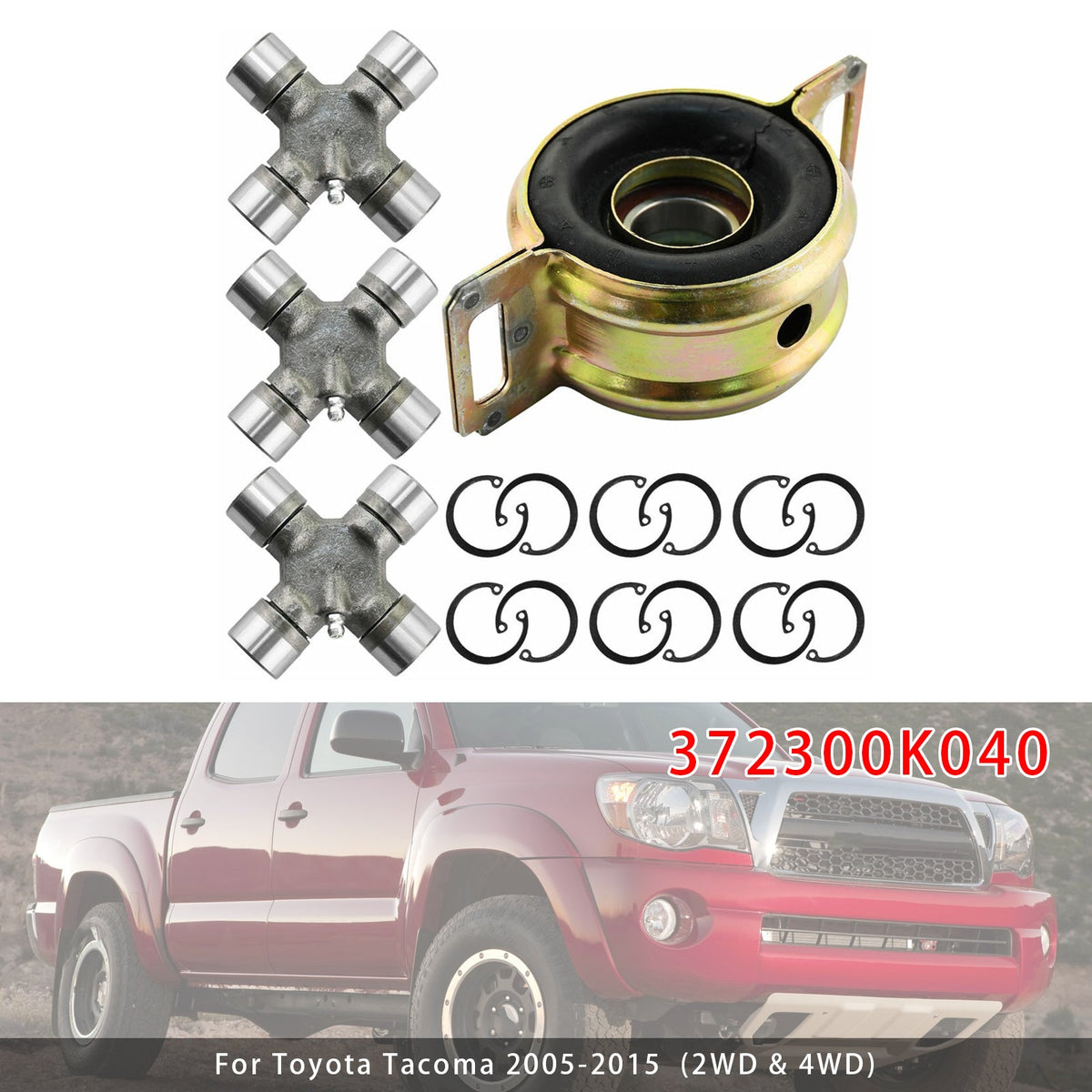 Toyota Tacoma 2005-2015 Driveshaft Support Bearing & U-Joints 372300K040