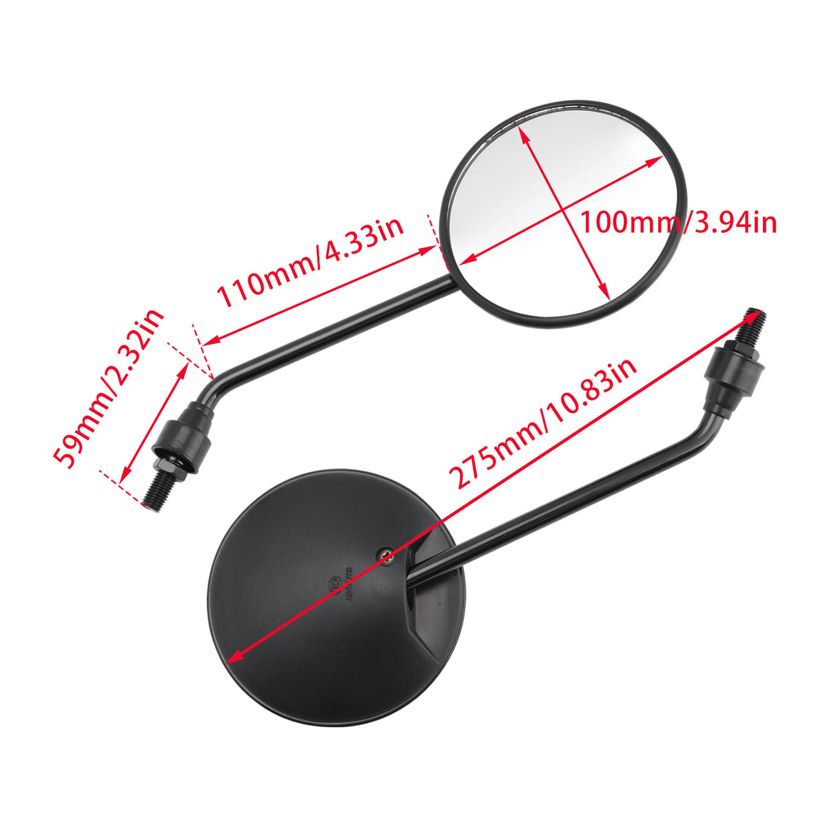 Honda XL600V XL650V XL700V Transalp 1994-2010 Black 10mm Rearview Mirror Set