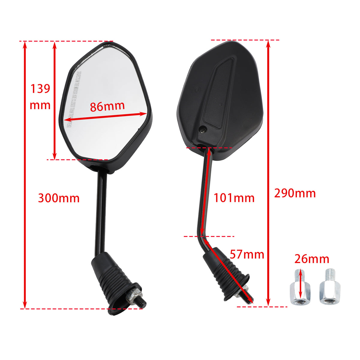 Honda Dio 110 SCV110 2017-2022 Black Rearview Mirrors Left & Right