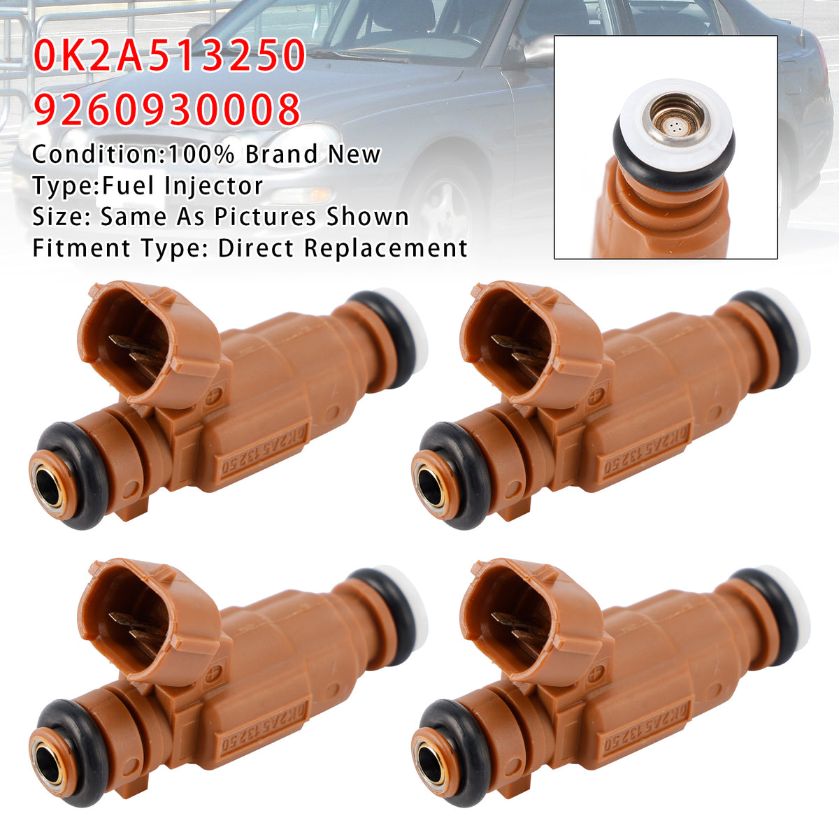 Kia Spectra Sephia 1998-2004 L4 1.8L 0K2A513250 9260930008 4PCS Fuel Injector