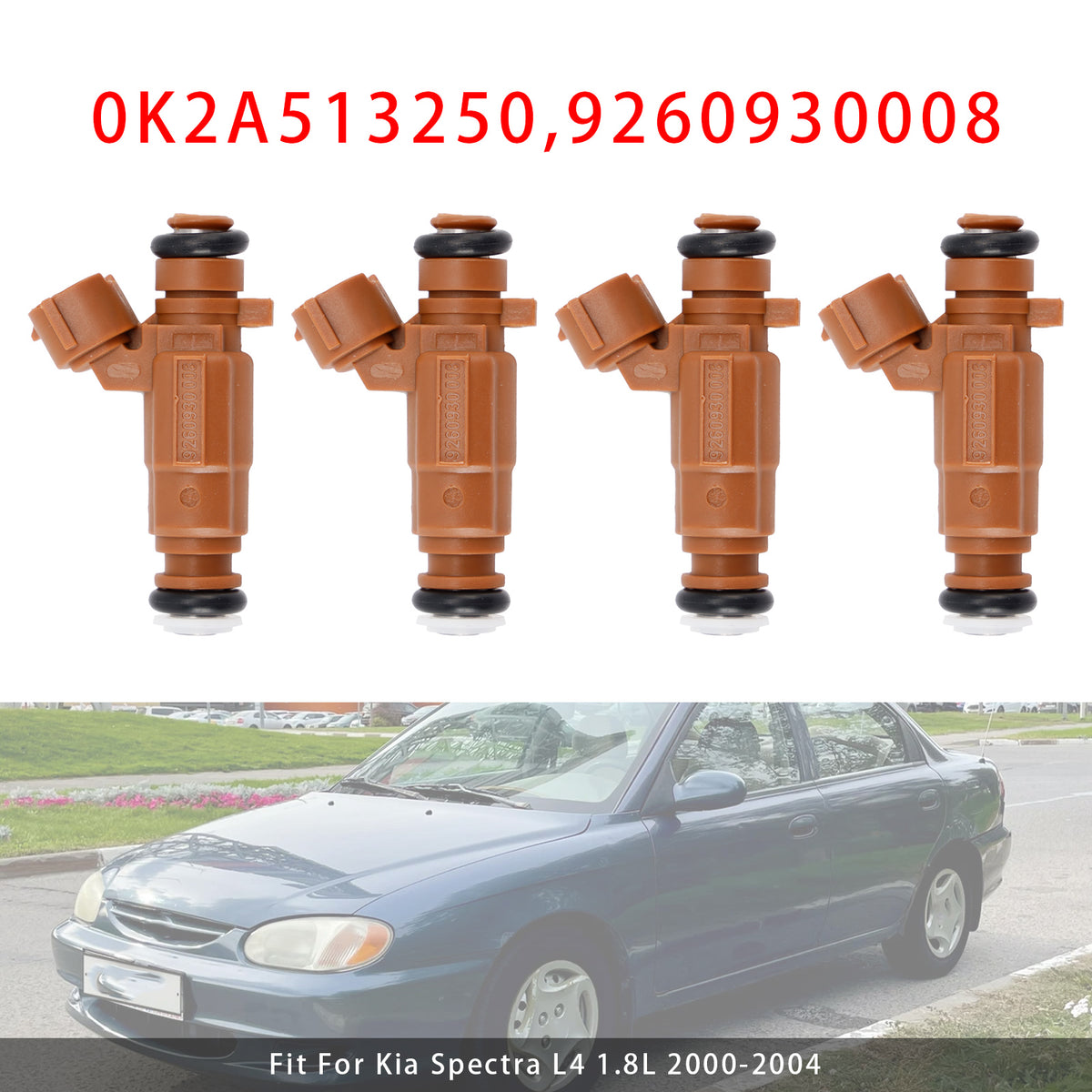 Kia Spectra Sephia 1998-2004 L4 1.8L 0K2A513250 9260930008 4PCS Fuel Injector