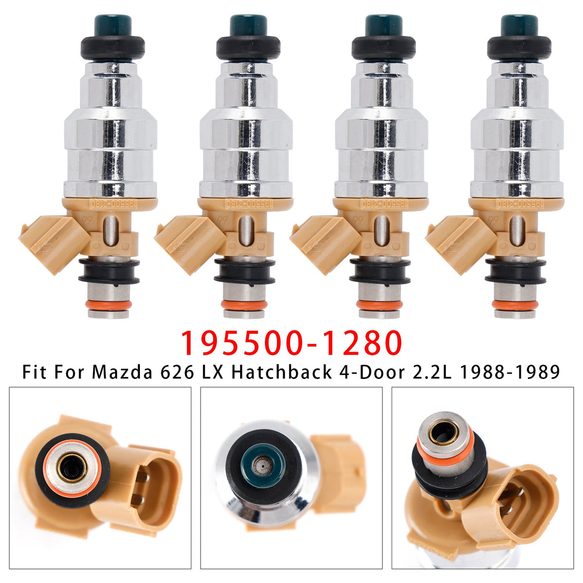 4Pcs 195500-1280 Fuel Injector For Mazda MX-6 626 Ford Probe Mercury 1.6L 2.2L