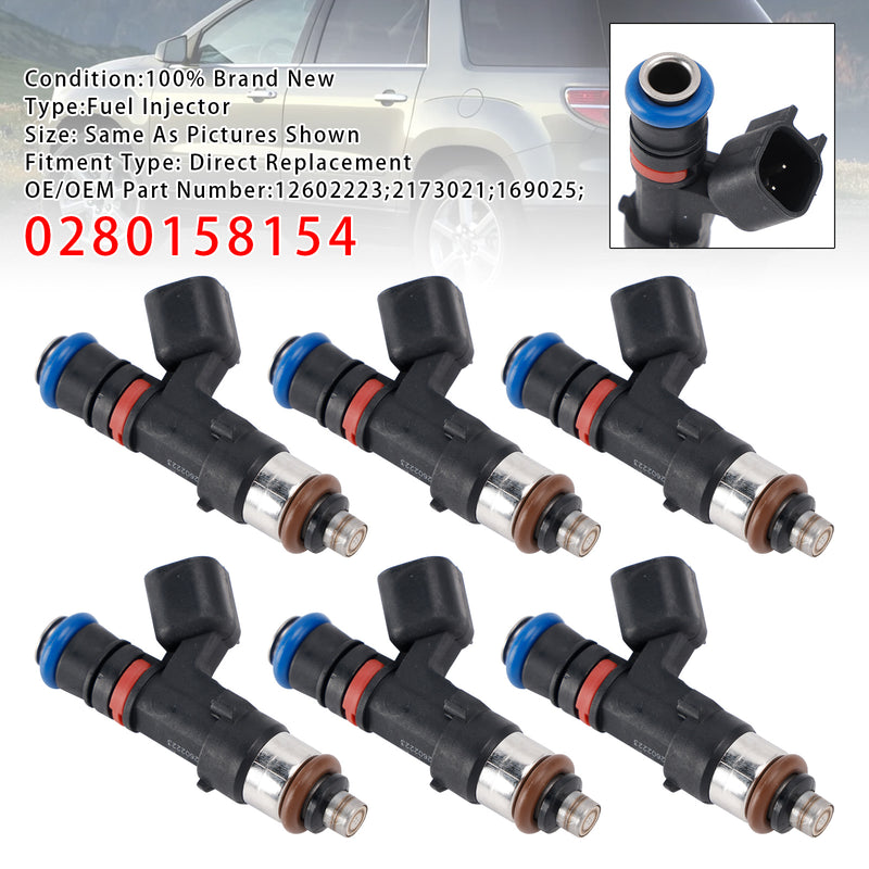 Saturn Outlook Vue GMC Acadia Enclave 2007-2008 0280158154 6PCS Fuel Injector