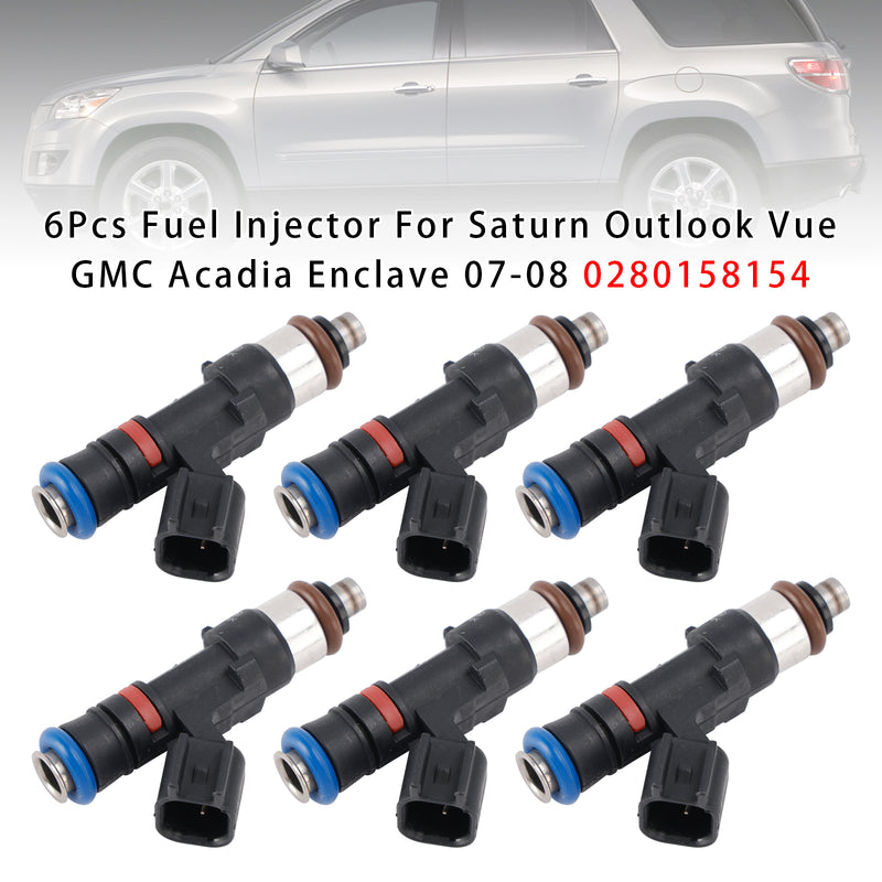 Saturn Outlook Vue GMC Acadia Enclave 2007-2008 0280158154 6PCS Fuel Injector