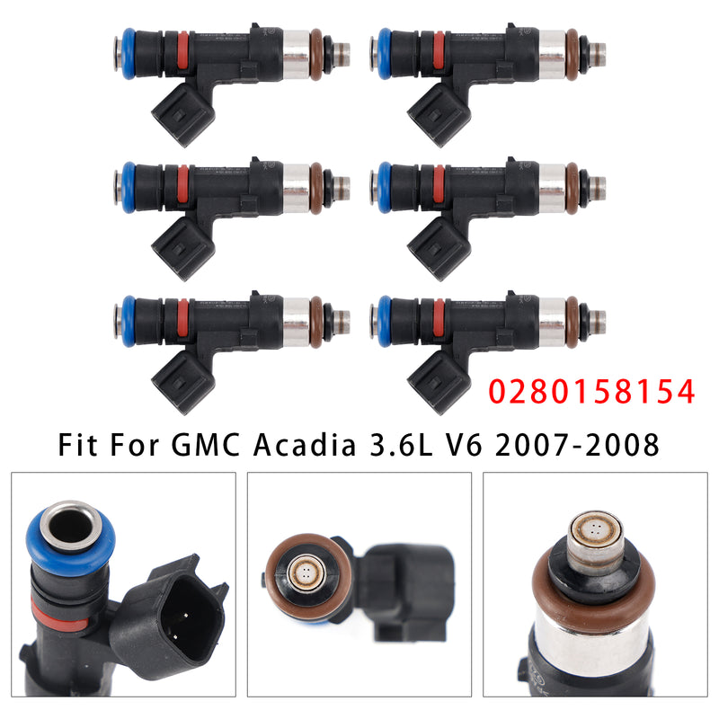 Saturn Outlook Vue GMC Acadia Enclave 2007-2008 0280158154 6PCS Fuel Injector