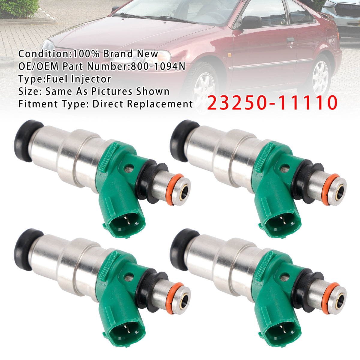 Toyota Paseo Tercel 1.5L 1994-1999 23250-11110 4PCS Fuel Injector