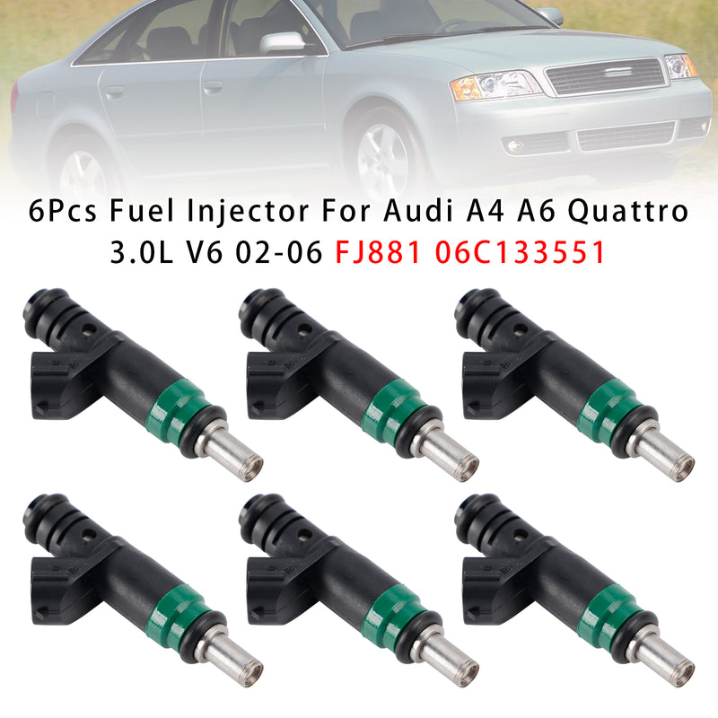 Audi A4 A6 Quattro 3.0L V6 2002-2006 FJ881 06C133551 6PCS Fuel Injector