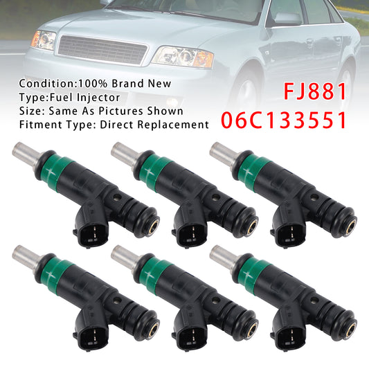 Audi A4 A6 Quattro 3.0L V6 2002-2006 FJ881 06C133551 6PCS Fuel Injector