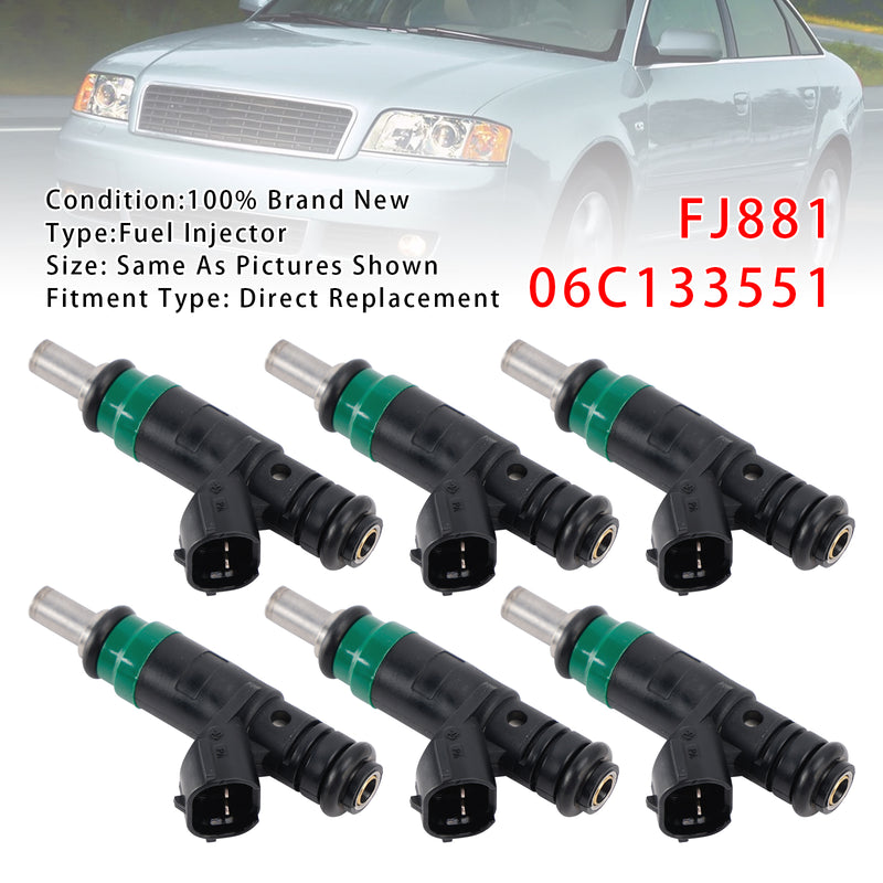 Audi A4 A6 Quattro 3.0L V6 2002-2006 FJ881 06C133551 6PCS Fuel Injector