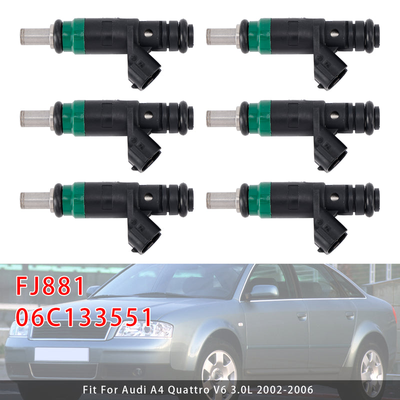 Audi A4 A6 Quattro 3.0L V6 2002-2006 FJ881 06C133551 6PCS Fuel Injector