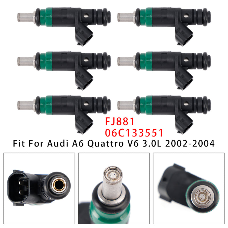 Audi A4 A6 Quattro 3.0L V6 2002-2006 FJ881 06C133551 6PCS Fuel Injector
