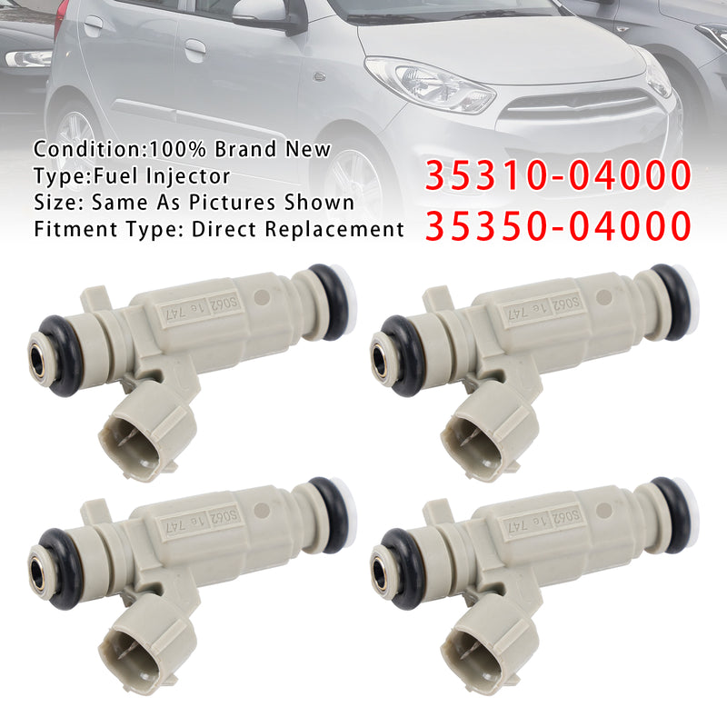 Hyundai Kia 1.0 1.2 2011-2020 35310-04000 35350-04000 4PCS Fuel Injector