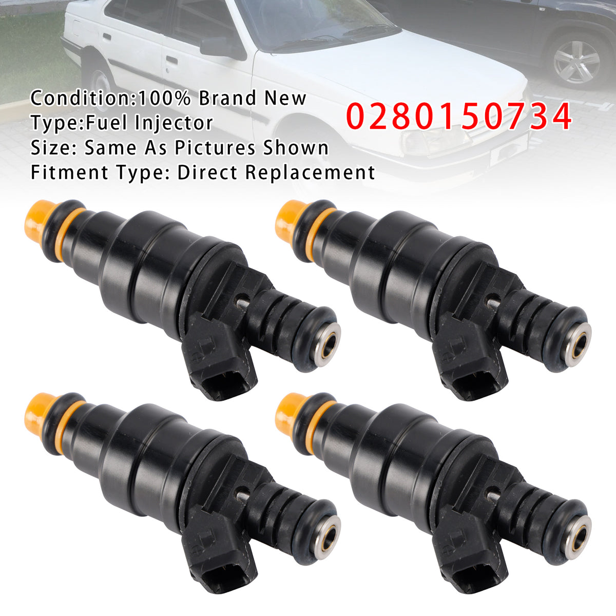 Volvo 745 940 240 740 2.3L Peugeot 405 1985-1995 0280150734 4PCS Fuel Injector