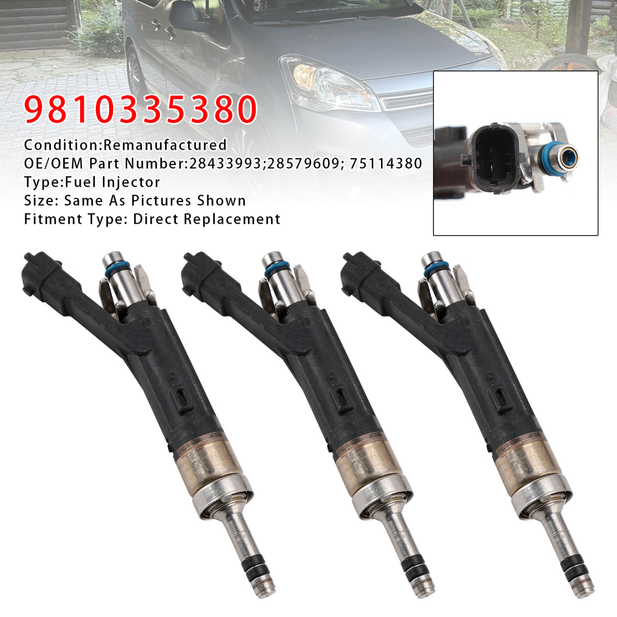 Peugeot 208 308 3008 Citroen C3 C4 DS3 DS4 9810335380 3Pcs Fuel Injector