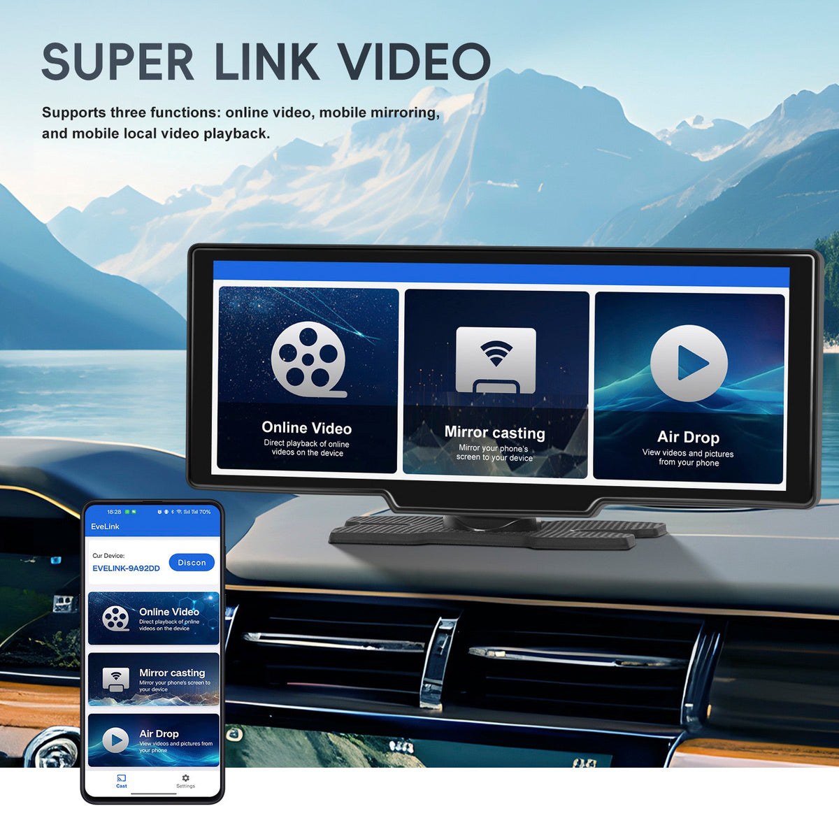 10.26inch HD Car Display Car Navigation System CarPlay all-in-one Machine Camera