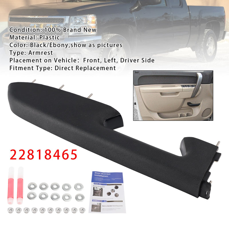 22818465 Front Left Driver Side Armrest Repair Kit Fit For Chevy Silverado 1500 2500HD 3500HD 2010-2014 Black