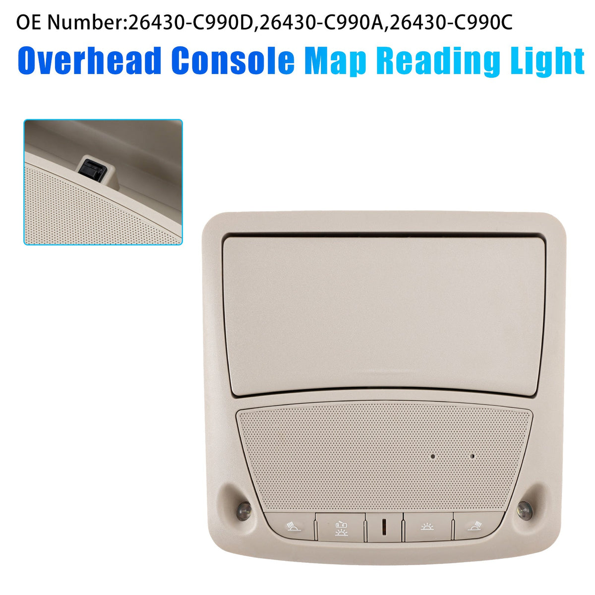 Overhead Console Map Reading Light Gray 26430-C990A For Nissan Altima 2013-2018