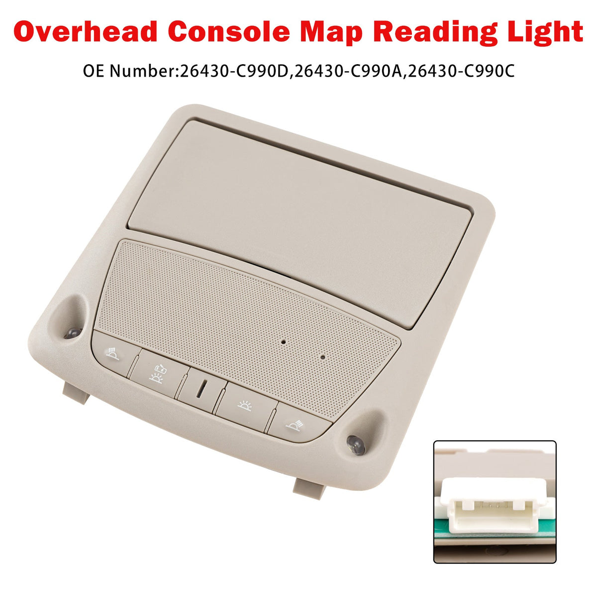 Overhead Console Map Reading Light Gray 26430-C990A For Nissan Altima 2013-2018