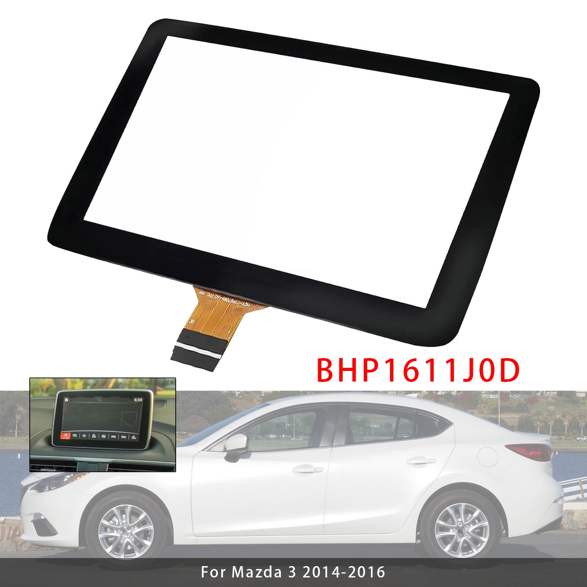 7" Touch Screen Glass Display BHP1611J0D For Mazda 3 Information Display 14-2016