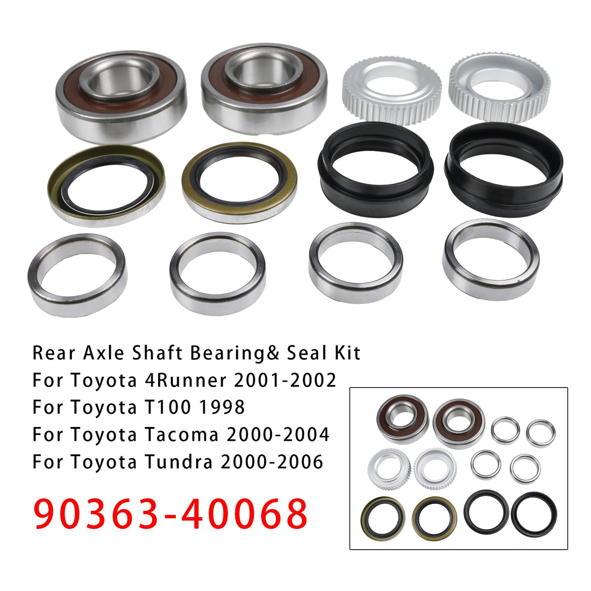 Toyota Tacoma Tundra 4Runner 90363-40068 Rear Axle Shaft Bearing& Seal Kit